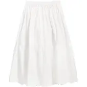 Desigual , Falda larga bordados, Algodon, Blanco, XL