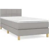Syfax Cama box spring con colchón tela gris claro 90x190 cm