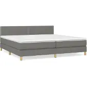 Syfax Cama box spring con colchón tela gris oscuro 200x200 cm
