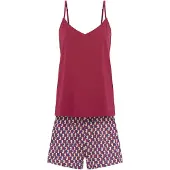 LASCANA Pijama de pantalón corto beige claro / navy / baya