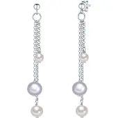 Valero Pearls Pendientes plata / blanco perla
