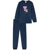 Schiesser Pijama ' Cat Zoe Fleece ' azul oscuro