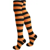 Normani Calcetines sobre la rodilla naranja / negro