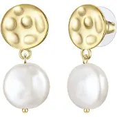 Yokoamii Pendientes dorado / blanco perla