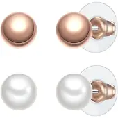 Yokoamii Pendientes oro rosa / blanco perla