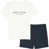 Marc O'Polo Pijama largo azul / blanco