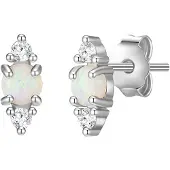 Glanzstücke Pendientes plata / blanco perla