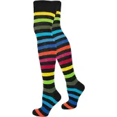 Normani Calcetines sobre la rodilla 'Regenbogen' azul claro / amarillo / rojo / negro