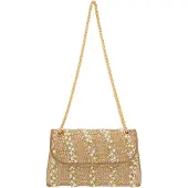 NAEMI Bolso de hombro marrón claro / amarillo oscuro / oro / blanco perla