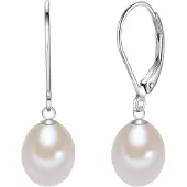 Lulu & Jane Pendientes plata / blanco perla