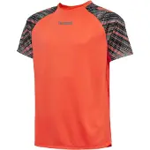Hummel Camiseta funcional gris / naranja neón / negro