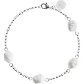 Purelei Pulsera 'Malahi' plata / blanco perla