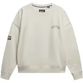 Superdry para mujer. W2012446A Sudadera Athletic Relaxed Printed Crew blanco roto (XS), Beige, Casual, Algodón, outlet 2026.