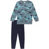 Schiesser Pijama azul claro / azul oscuro / gris