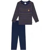 Schiesser Pijama 'Nightwear' navy / curry