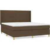 Syfax Cama box spring con colchón tela marrón oscuro 180x200 cm