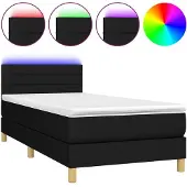 Syfax Cama box spring con colchón LED tela negro 80x200 cm