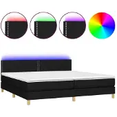 Syfax Cama box spring con colchón LED tela negro 200x200 cm