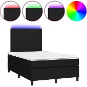 Syfax Cama box spring con colchón LED tela negro 120x200 cm