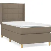 Syfax Cama box spring con colchón tela gris taupe 90x190 cm