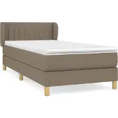 Syfax Cama box spring con colchón tela gris taupe 90x190 cm