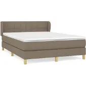 Syfax Cama box spring con colchón tela gris taupe 140x190 cm