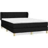 Syfax Cama box spring con colchón tela negro 140x190 cm