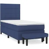 Syfax Cama box spring con colchón tela azul 90x200 cm