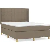 Syfax Cama box spring con colchón tela gris taupe 140x200 cm