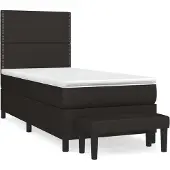 Syfax Cama box spring con colchón tela negro 90x190 cm