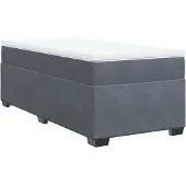 Syfax Cama box spring con colchón terciopelo gris oscuro 90x190 cm