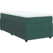 Syfax Cama box spring con colchón terciopelo verde oscuro 80x200 cm
