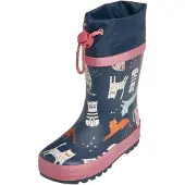 Playshoes Botas de lluvia 'Katzen' marino / naranja / eosin / offwhite