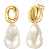 Yokoamii Pendientes oro / blanco perla