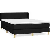 Syfax Cama box spring con colchón tela negro 140x190 cm