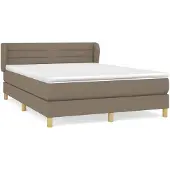 Syfax Cama box spring con colchón tela gris taupe 140x190 cm