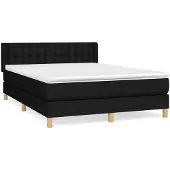 Syfax Cama box spring con colchón tela negro 140x190 cm