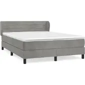 Syfax Cama box spring con colchón terciopelo gris claro 140x200 cm