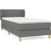 Syfax Cama box spring con colchón tela gris claro 80x200 cm