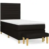 Syfax Cama box spring con colchón tela negro 90x200 cm