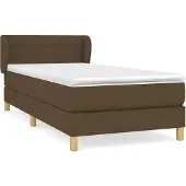 Syfax Cama box spring con colchón tela marrón oscuro 100x200 cm
