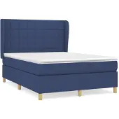 Syfax Cama box spring con colchón tela azul 140x200 cm