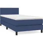Syfax Cama box spring con colchón tela azul 90x190 cm