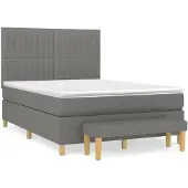 Syfax Cama box spring con colchón tela gris oscuro 140x200 cm