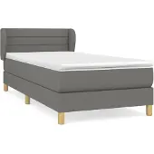 Syfax Cama box spring con colchón tela gris oscuro 80x200 cm