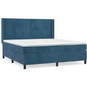Syfax Cama box spring con colchón terciopelo azul oscuro 160x200 cm