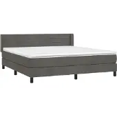 Syfax Cama box spring con colchón terciopelo gris oscuro 180x200 cm