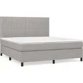 Syfax Cama box spring con colchón tela gris claro 160x200 cm