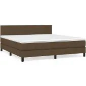 Syfax Cama box spring con colchón tela marrón oscuro 180x200 cm