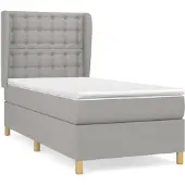 Syfax Cama box spring con colchón tela gris claro 80x200 cm